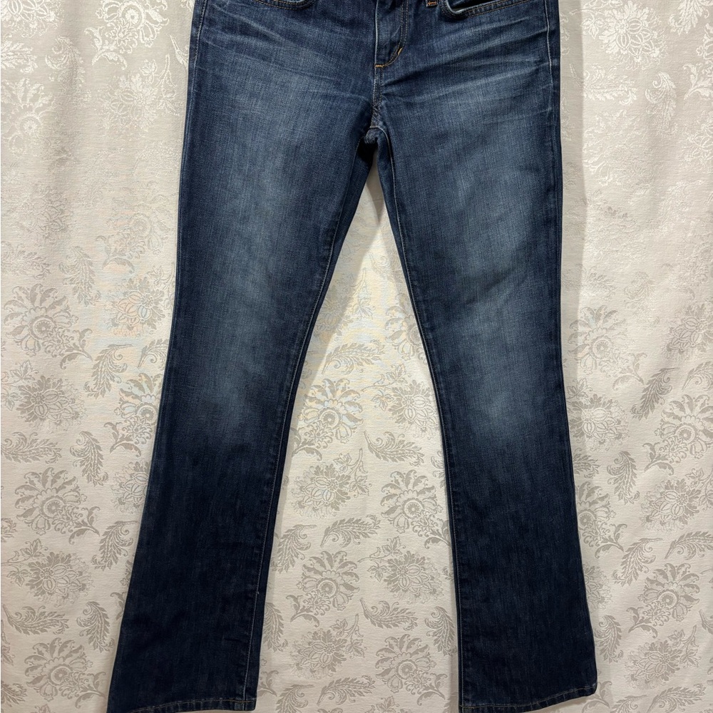 Classic Blue Boot Cut Jeans with Vintage Fading